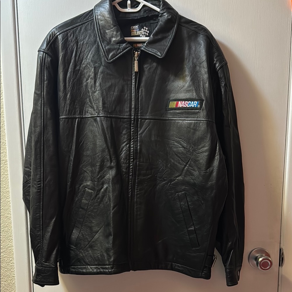 Nascar Black Bomber Jacket Genuine Leather